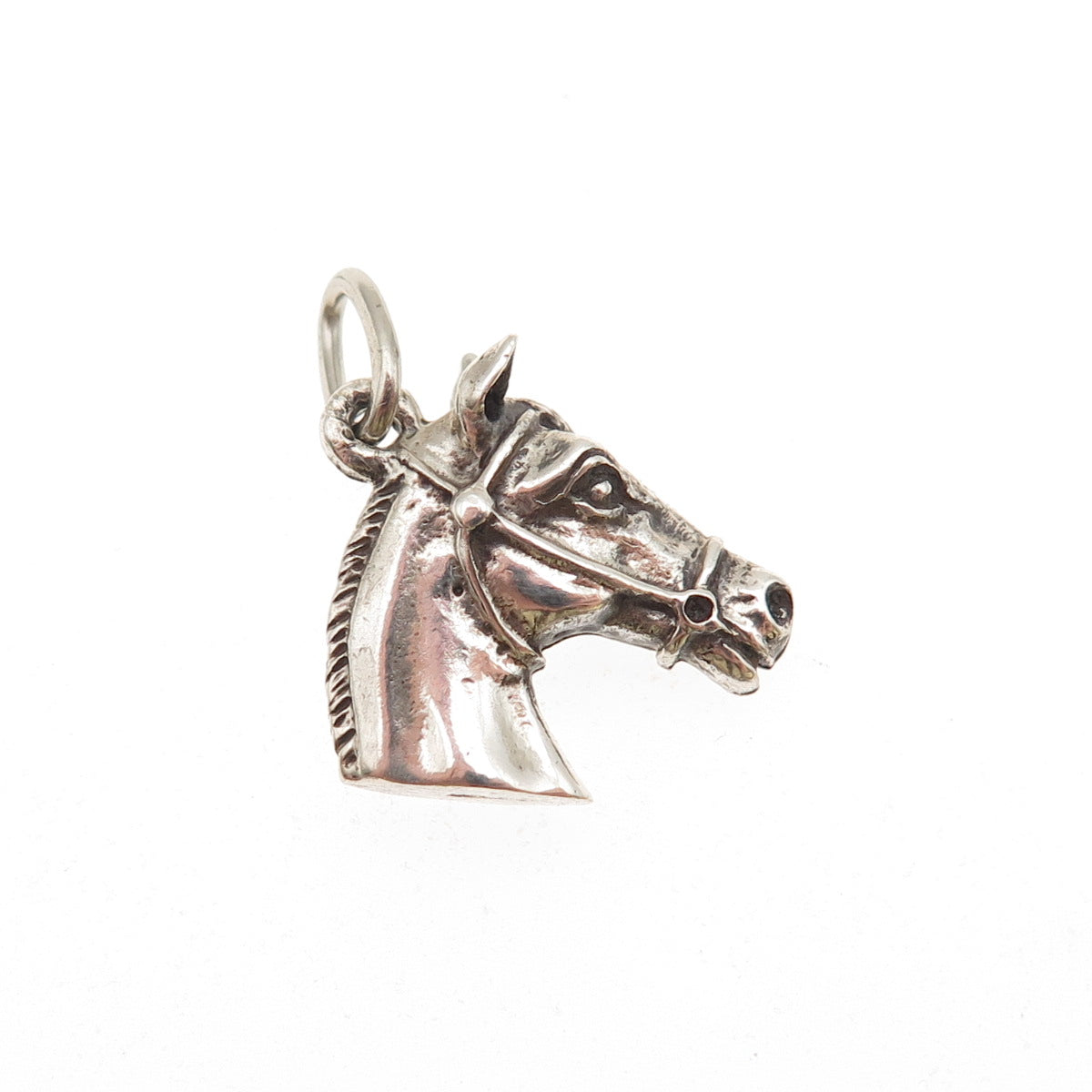 Beau 925 Sterling Silver Antique Art Deco Horse Oxidized Mini Charm Pendant