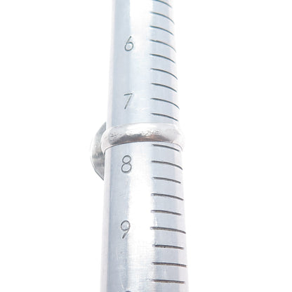 Old Pawn Sterling Vintage Southwestern Bisbee Turquoise Feather Ring Size 7.75