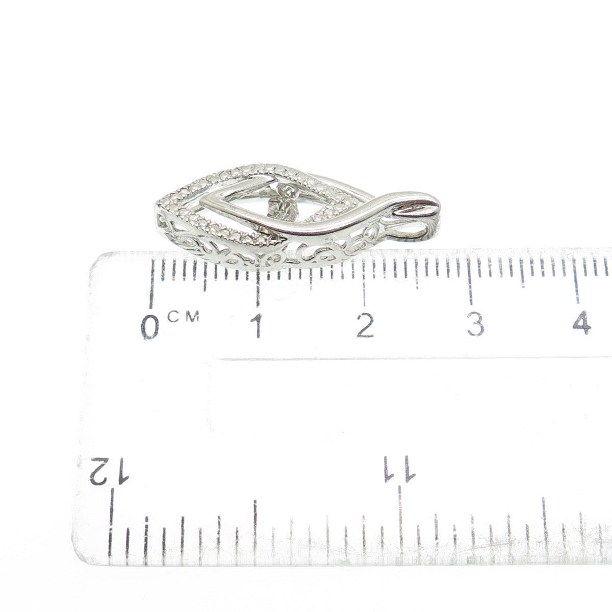 925 Sterling Silver Real Round-Cut Diamond Accent Interlocked Pendant