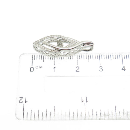 925 Sterling Silver Real Round-Cut Diamond Accent Interlocked Pendant