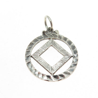 925 Sterling Silver Vintage Geometric Textured Pendant