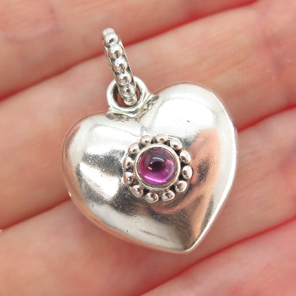 PANDORA Sterling Silver Real Round-Cut Amethyst Treasured Heart Locket Pendant