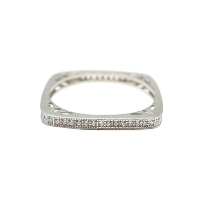 925 Sterling Silver Round-Cut C Z Eternity Stackable Square Band Ring Size 8.75