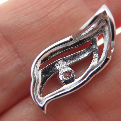 925 Sterling Silver Round-Cut C Z Petal Minimalist Slide Charm Pendant