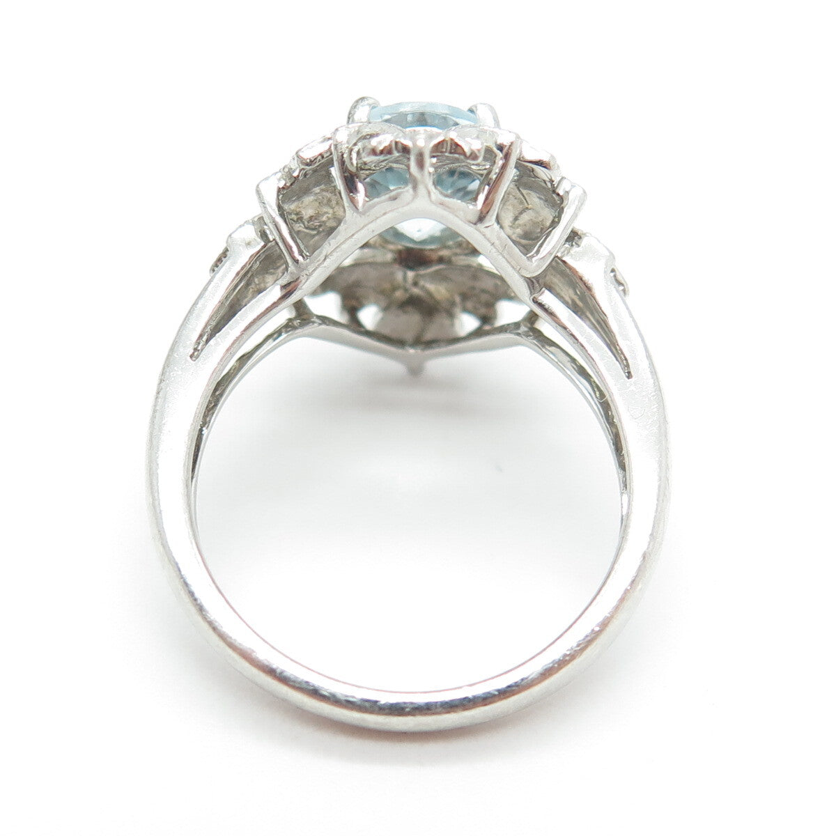 KAJAL NAINA KN 925 Sterling Silver Real Blue Topaz Floral Ring Size 7.25