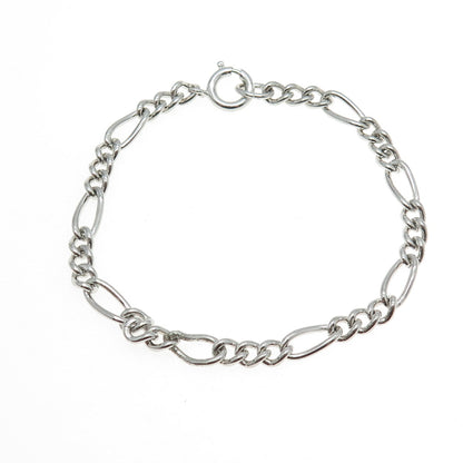 ATLAS 925 Sterling Silver Vintage Figaro Link Bracelet 7"