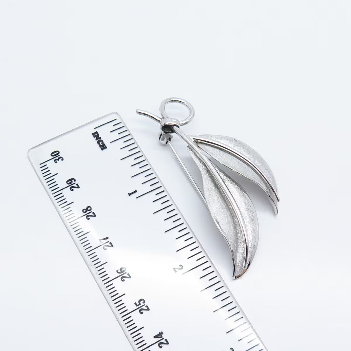 925 Sterling Silver Vintage Danecraft Double Leaf Pin Brooch