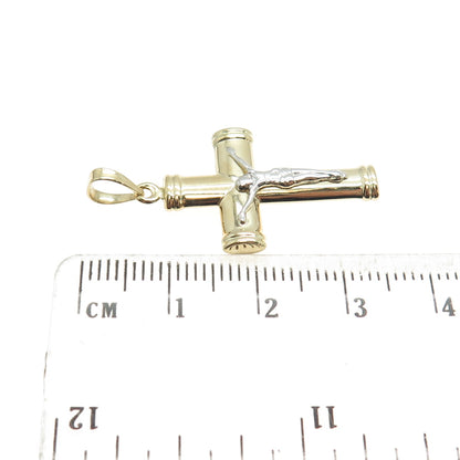 14K Yellow & White Gold Crucifix Cross Religious Charm Pendant