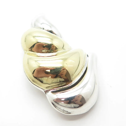 925 Sterling Silver 2-Tone Vintage Mexico Ribbed Pin Brooch