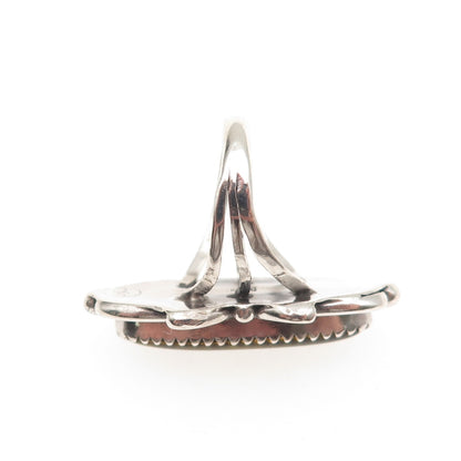 Sarah Curley Navajo Old Pawn 925 Sterling Vintage Abalone Shell Ring Size 4.75