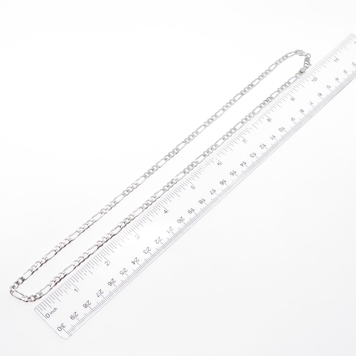 925 Sterling Silver Vintage Italy Figaro Chain Necklace 22"