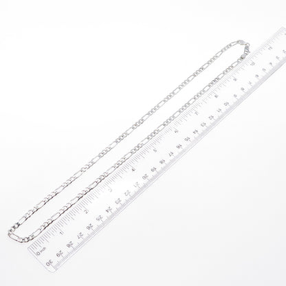 925 Sterling Silver Vintage Italy Figaro Chain Necklace 22"