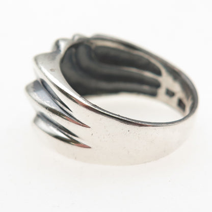 Chapal Zenray Sterling Silver Vintage Modernist Ribbed Oxidized Ring Size 9.25