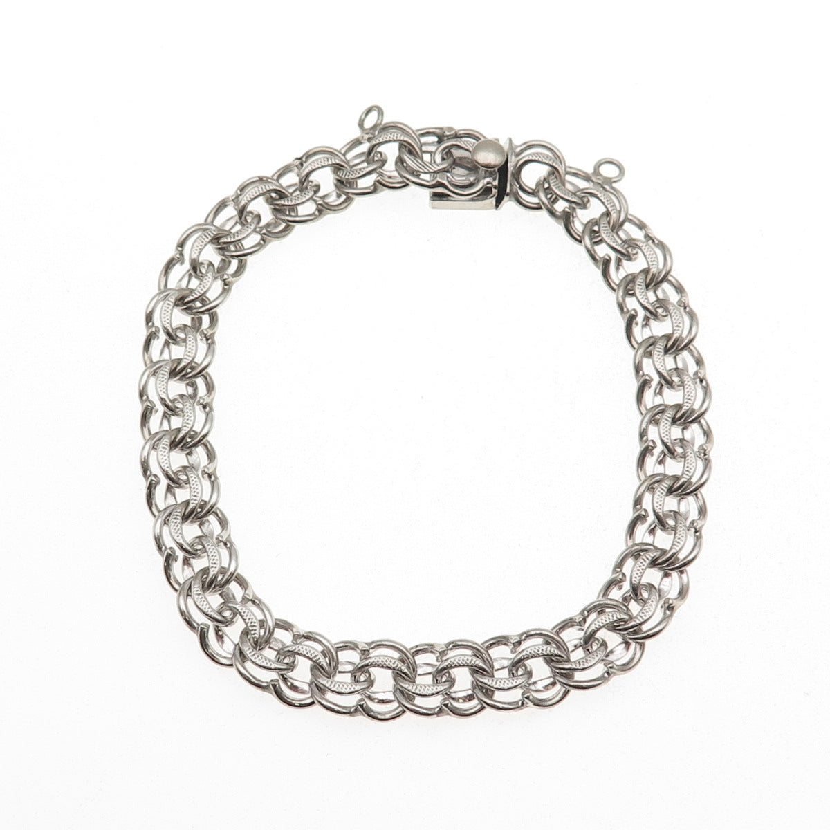 925 Sterling Silver Vintage Bismark Link Bracelet 7"
