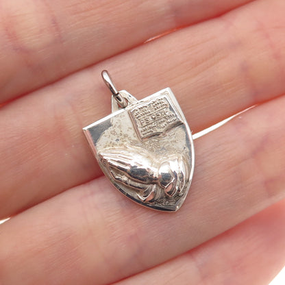 Hayward 925 Sterling Antique Art Deco Praying Hands Baptist Mini Charm Pendant