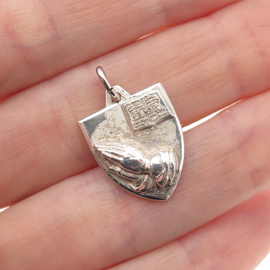Hayward 925 Sterling Antique Art Deco Praying Hands Baptist Mini Charm Pendant
