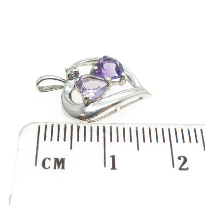 925 Sterling Silver Purple & Lavander-Color C Z  Heart Pendant