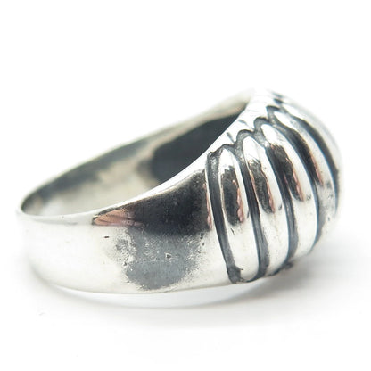 925 Sterling Silver Vintage Ribbed Ring Size 9.75