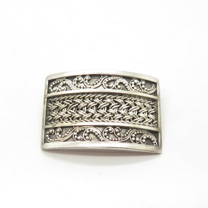 925 Sterling Silver Vintage Lois Hill Granulated Signature Scroll Pin Brooch
