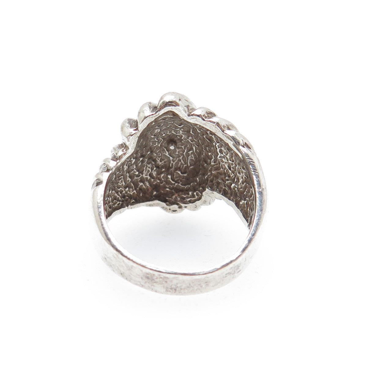 925 Sterling Silver Vintage Modernist Ribbed Oxidized Ring Size 5.25