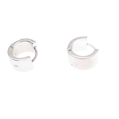 925 Sterling Silver Round-Cut C Z Hoop Earrings