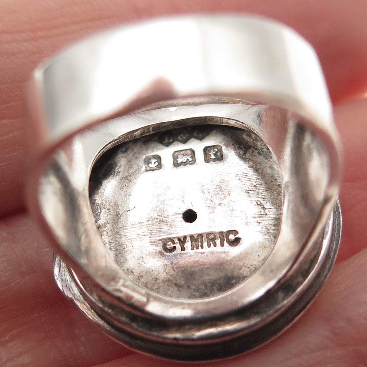 Liberty & Co. Cymric 925 Sterling Antique 1905 Birmingham Enamel Ring Size 6.25