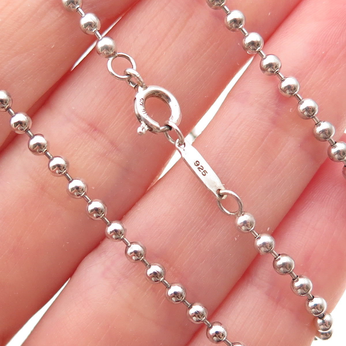 Tiffany & Co. 925 Sterling Silver Vintage Ball Beaded Chain Necklace 36"