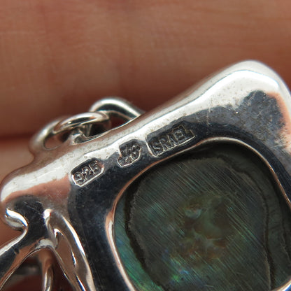 HAGIT GORALI Sterling Vintage Israel Abalone Shell Modernist Lock & Key Pendant