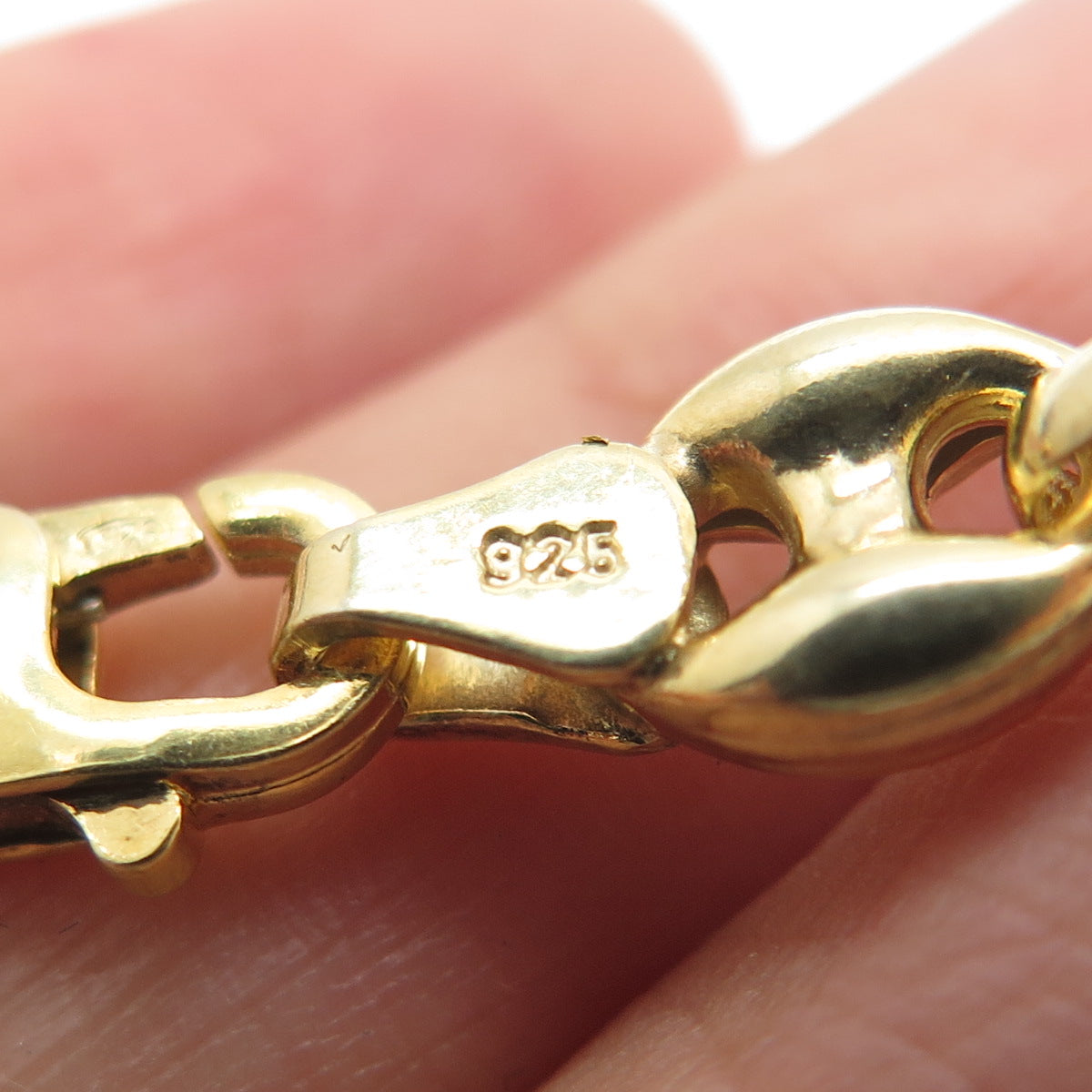 925 Sterling Silver Gold Plated Anchor Mariner Chain Necklace 20"