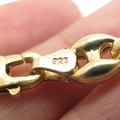 925 Sterling Silver Gold Plated Anchor Mariner Chain Necklace 20"