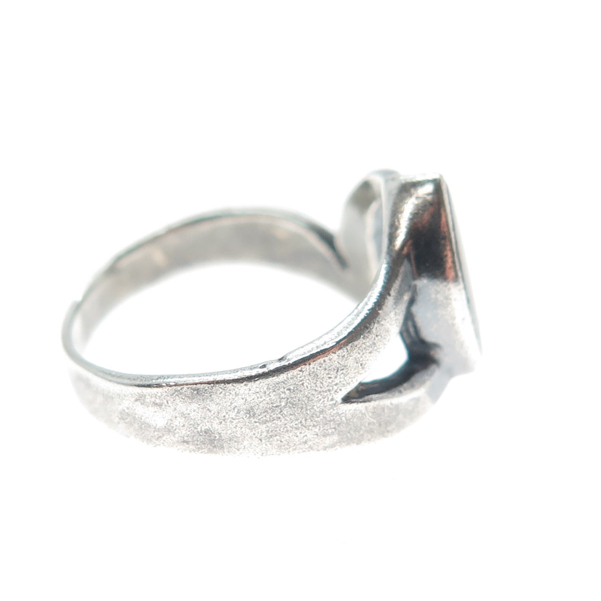 925 Sterling Silver Vintage Real Black Onyx Modernist Oxidized Ring Size 6.25