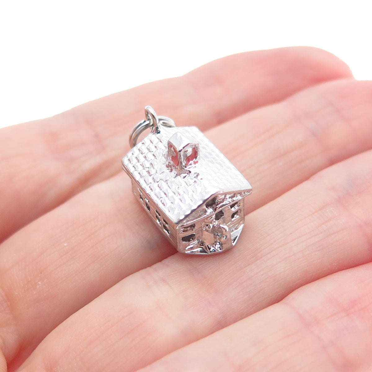FELCHCRAFT 925 Sterling Silver Vintage Enamel School Minimalist 3D Pendant