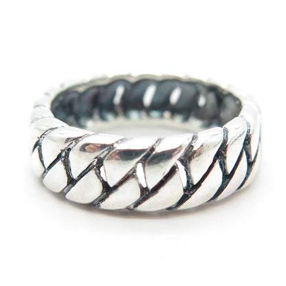 925 Sterling Silver Vintage Cuban Chain Band Ring Size 7.75