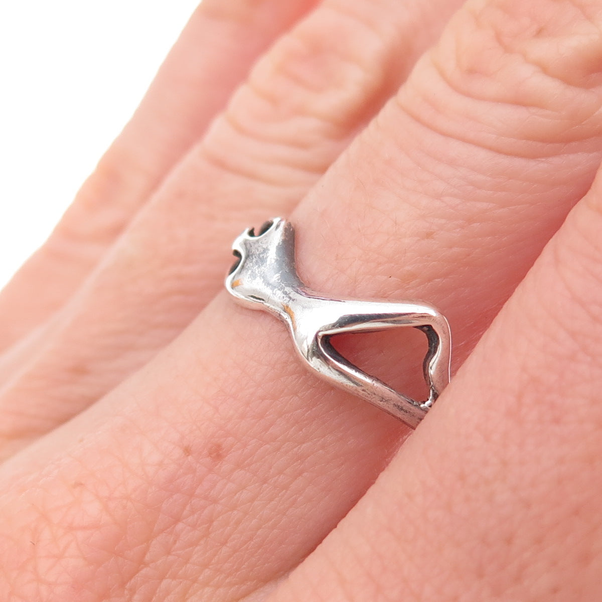 925 Sterling Silver Vintage Mexico Modernist Man Oxidized Ring Size 7.5