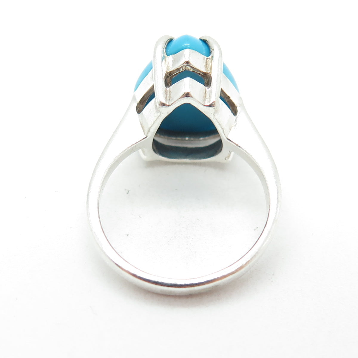 925 Sterling Silver Vintage Pear-Cut Sleeping Beauty Turquoise Ring Size 5.25