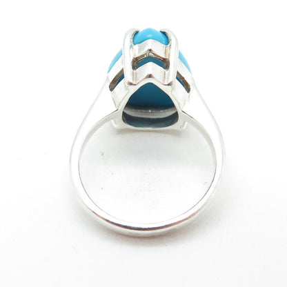 925 Sterling Silver Vintage Pear-Cut Sleeping Beauty Turquoise Ring Size 5.25