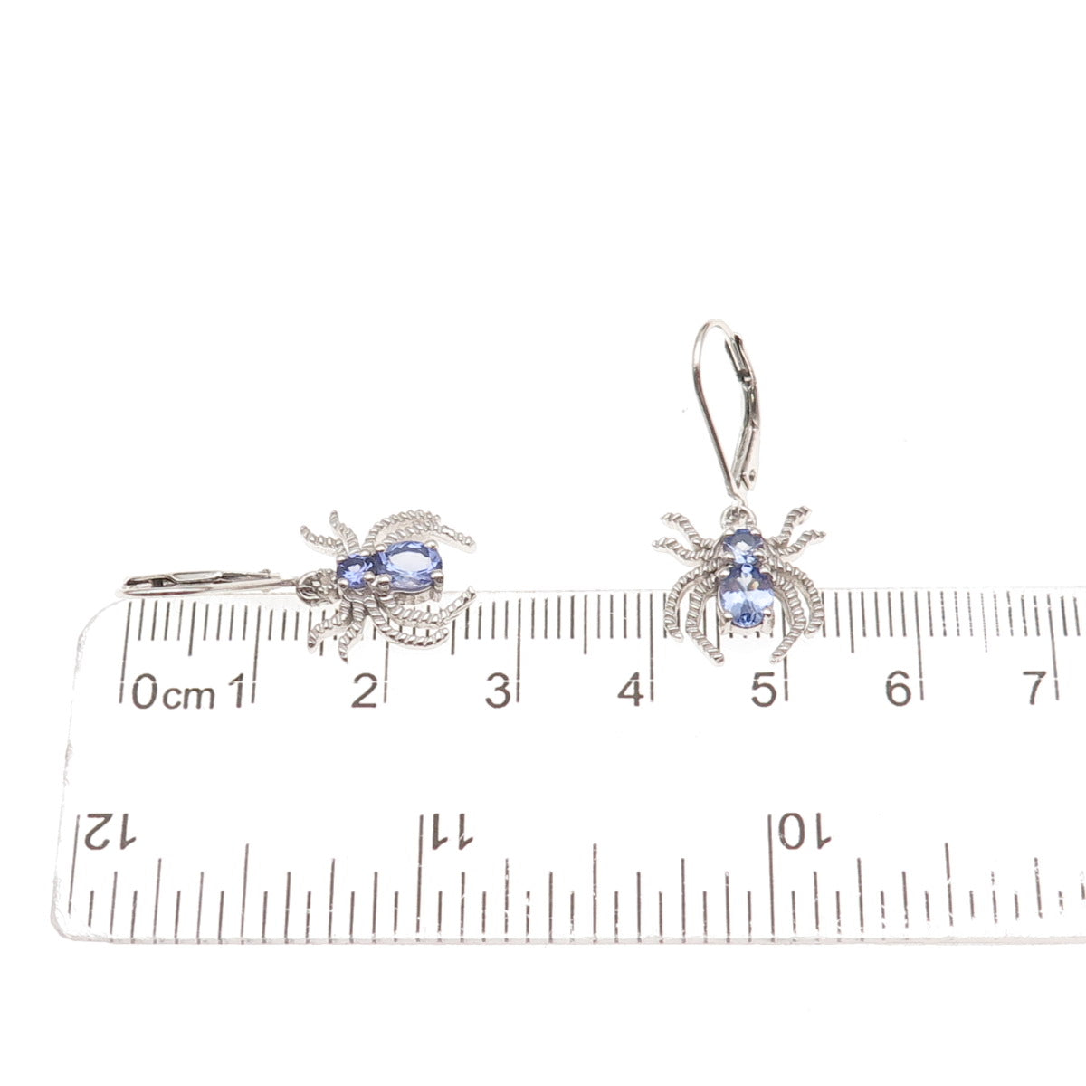 Chuck Clemency 925 Sterling Silver Real Tanzanite Spider Dangle Earrings