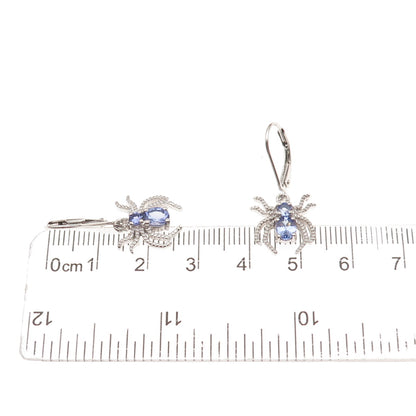 Chuck Clemency 925 Sterling Silver Real Tanzanite Spider Dangle Earrings