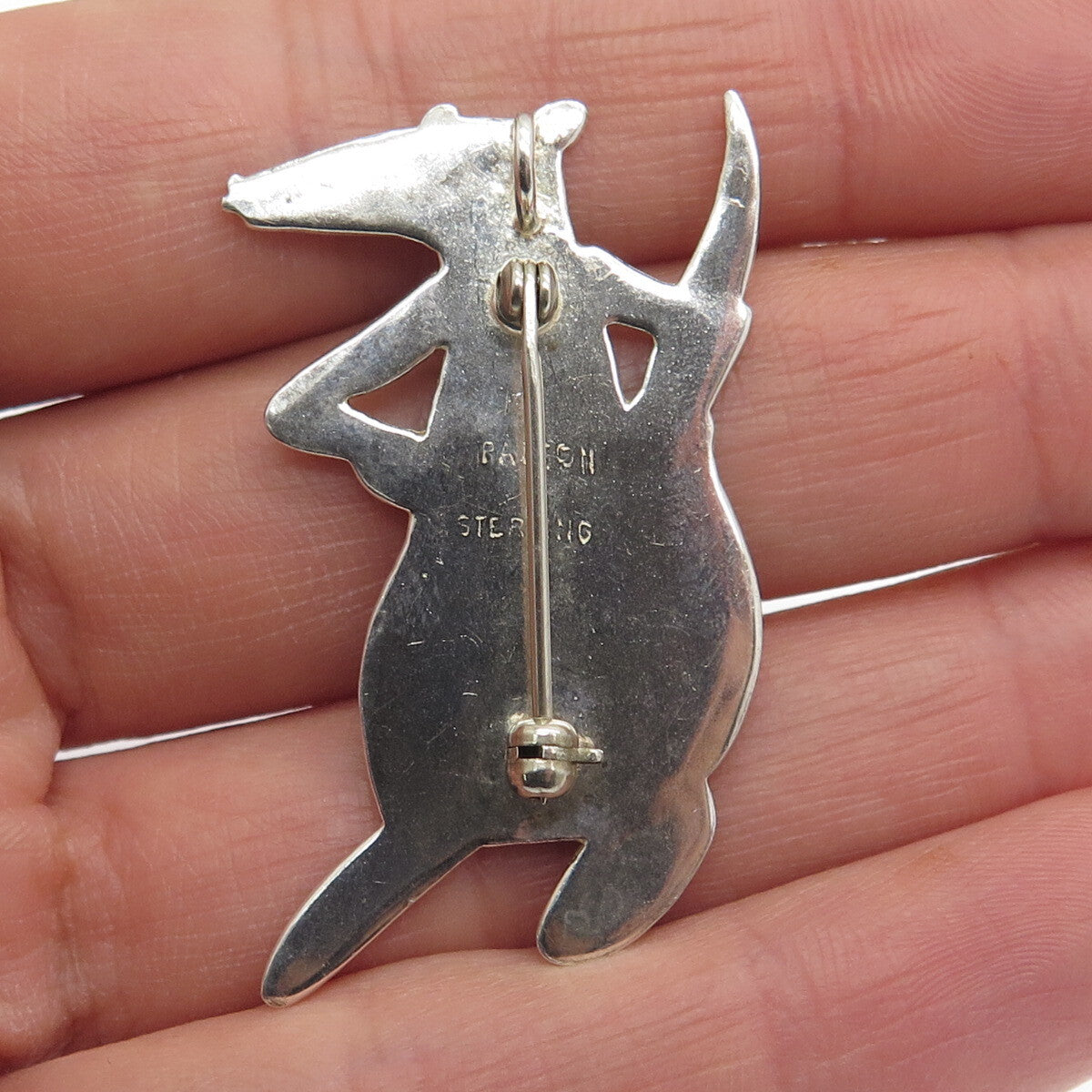 R&I PATTON 925 Sterling Silver Vintage Kangaroo Pin Pendant