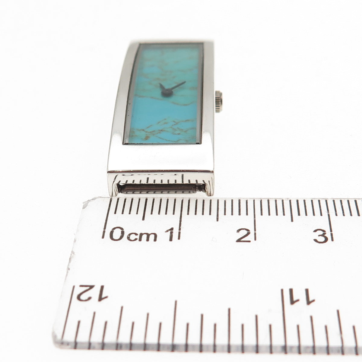 Ecclissi 925 Sterling Silver Vintage Real Lone Mountain Turquoise Quartz Watch