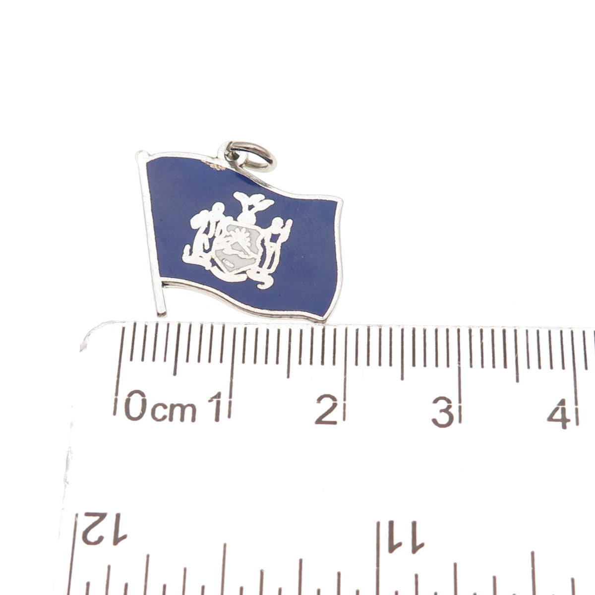 Elco 925 Sterling Silver Vintage Enamel New York State Flag Mini Charm Pendant