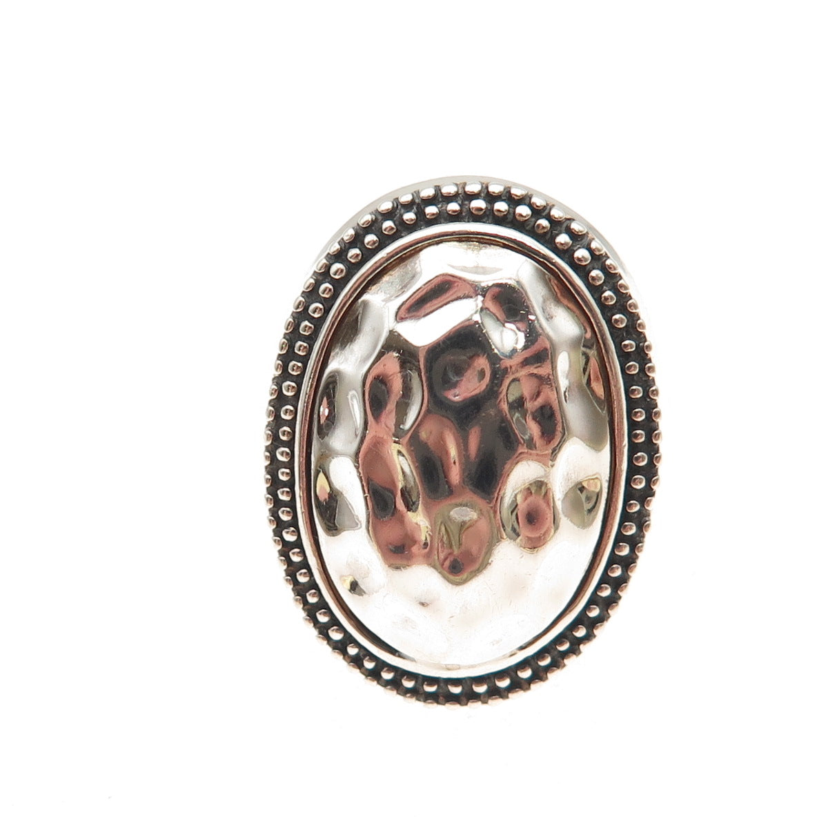 925 Sterling Silver Vintage Modernist Hammered Oxidized Ring Size 8