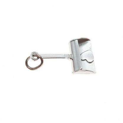 925 Sterling Silver Antique Art Deco Heart Shovel / Scoop Mini Charm Pendant