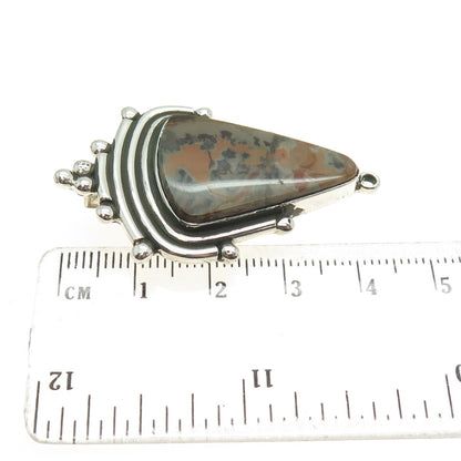 ELYSIUM INC. 925 Sterling Silver Vintage Real Jasper Modernist Pendant