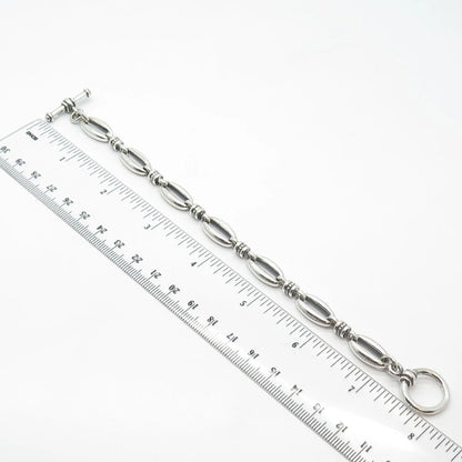 925 Sterling Silver Vintage Ethnic Oval Link Bracelet 7.25"