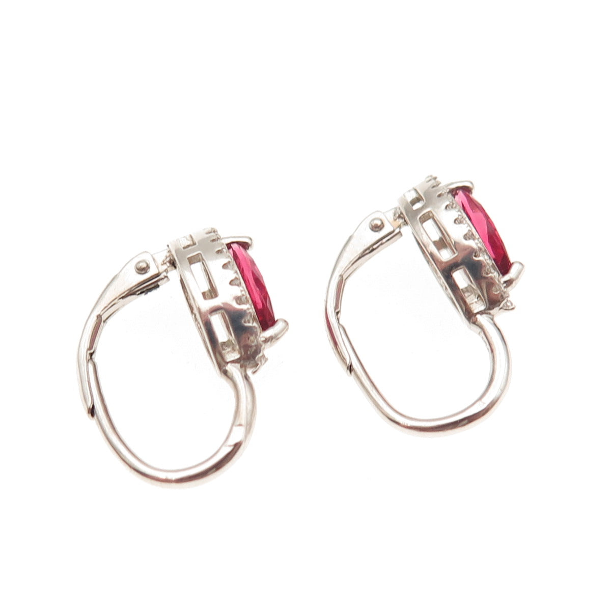 Tamo 925 Sterling Silver Marquise-Cut Pink & Round-Cut White C Z Earrings