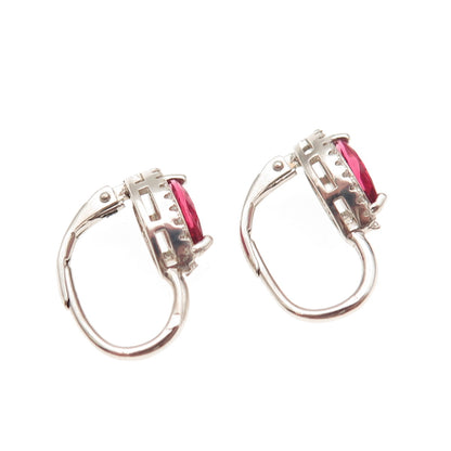 Tamo 925 Sterling Silver Marquise-Cut Pink & Round-Cut White C Z Earrings