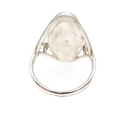 925 Sterling Silver Vintage Real Rhodonite Oxidized Ring Size 6
