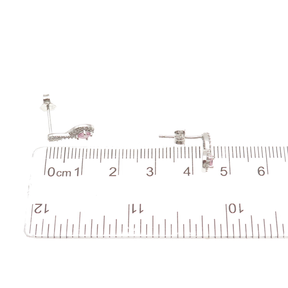 925 Sterling Silver Round-Cut Pink & White C Z Infinity Earrings