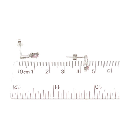 925 Sterling Silver Round-Cut Pink & White C Z Infinity Earrings